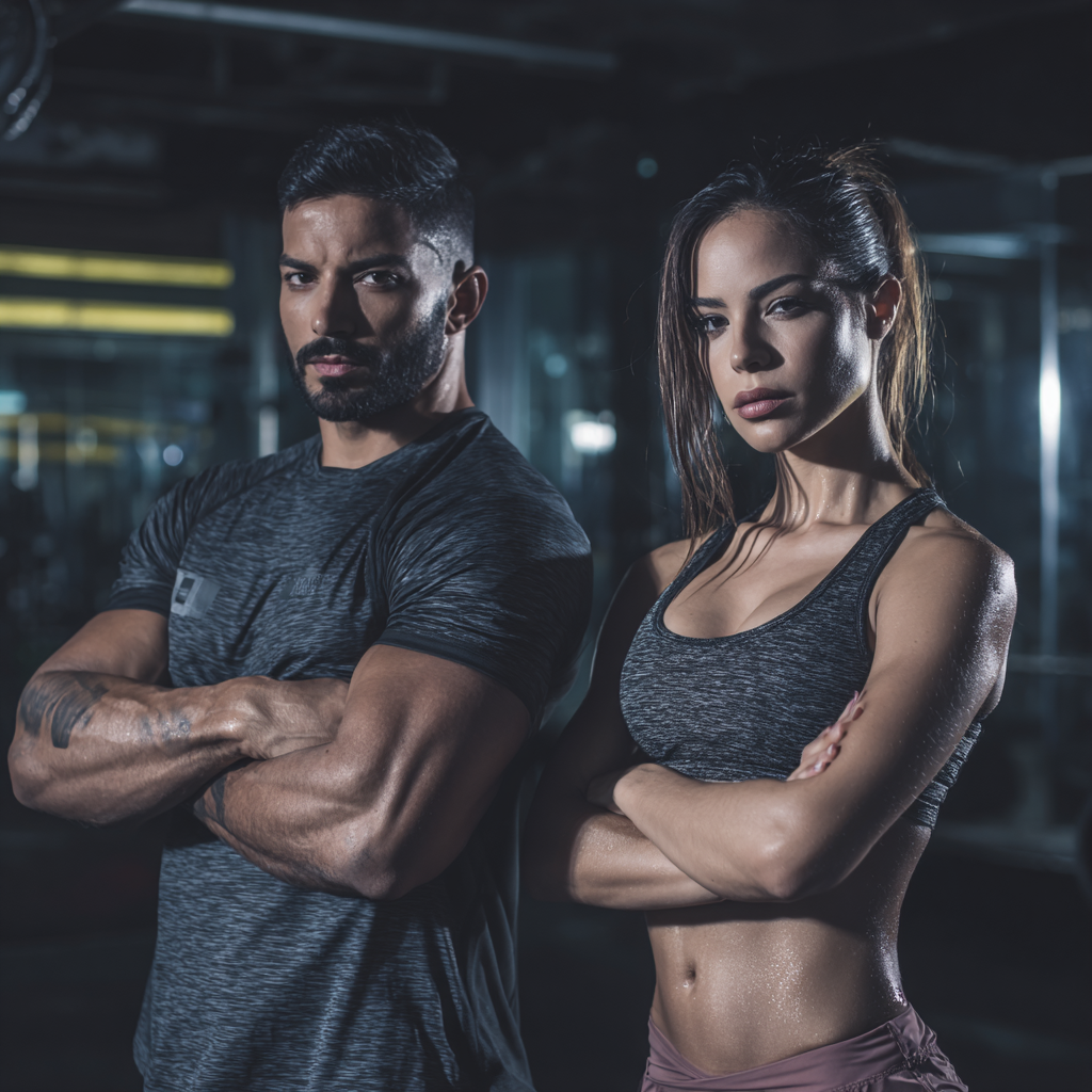 Romanian adults in their 30s and 40s performing controlled strength exercises in a modern gym setting, focusing on proper form and steady progression